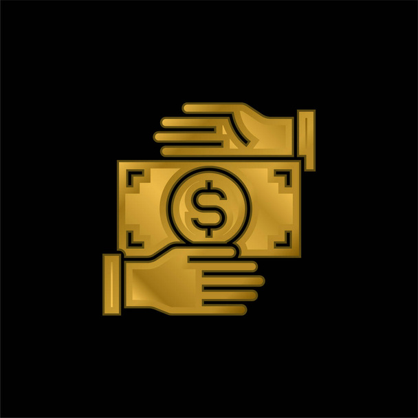 Bribery gold plated metalic icon or logo vector - Vector, Image
