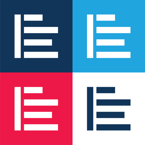 Alinhe azul e vermelho conjunto de ícones mínimos de quatro cores - Vetor, Imagem