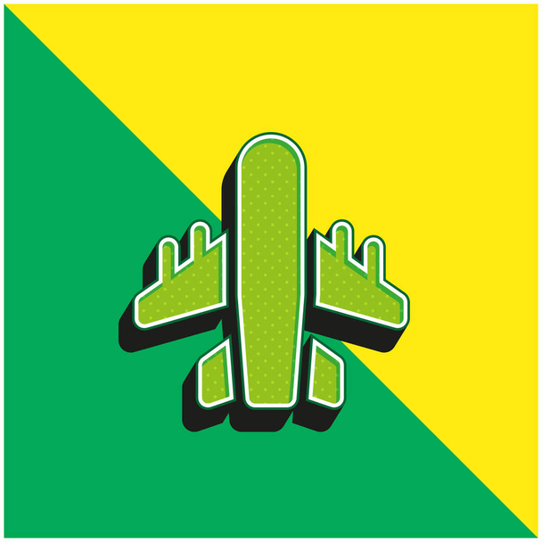 Aeroplano verde y amarillo moderno vector 3d icono del logotipo - Vector, Imagen