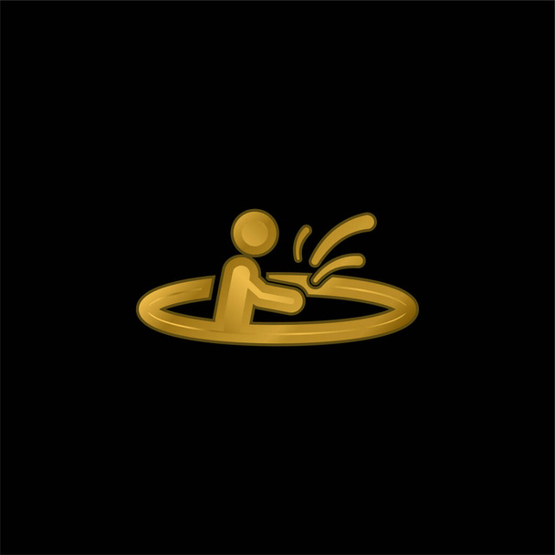 Beach Playing gold plated metalic icon or logo vector - Vector, Image