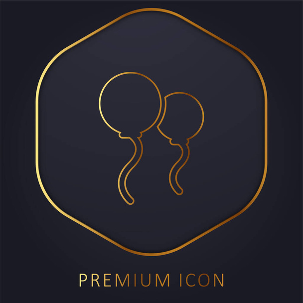 Balloons golden line premium logo or icon - Vector, Image