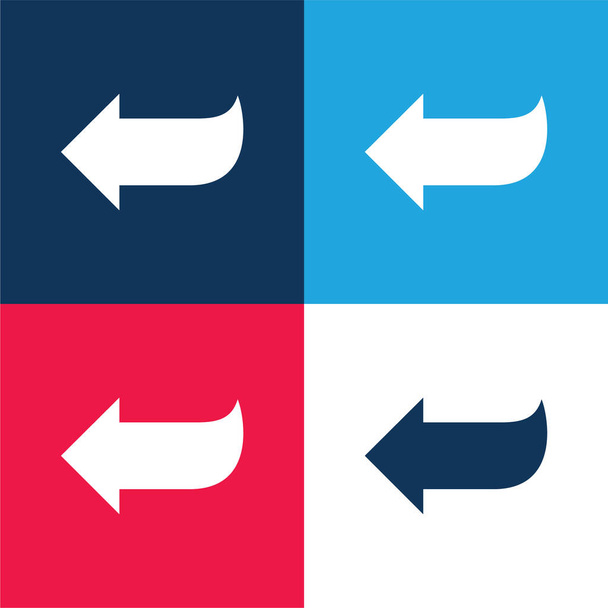 Flecha de la forma de señalar a la izquierda azul y rojo de cuatro colores mínimo icono conjunto - Vector, Imagen