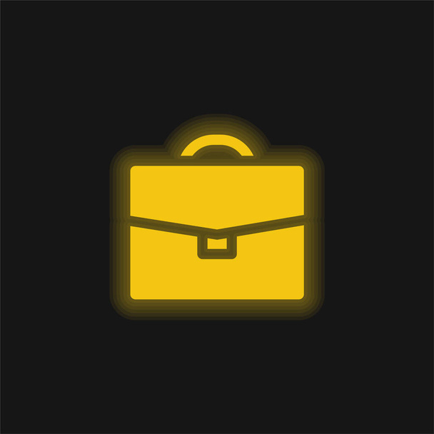 Briefcase yellow glowing neon icon - Vector, Image