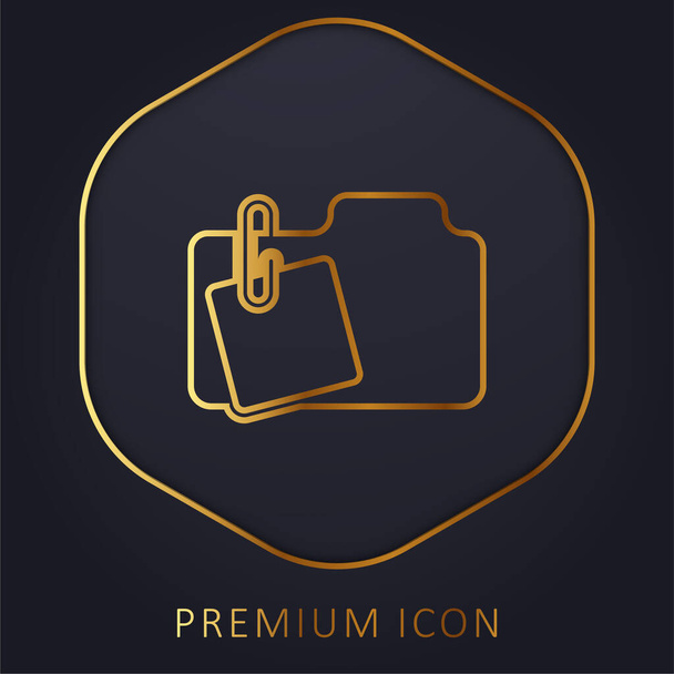 Adjunto a la carpeta de línea dorada logotipo premium o icono - Vector, Imagen