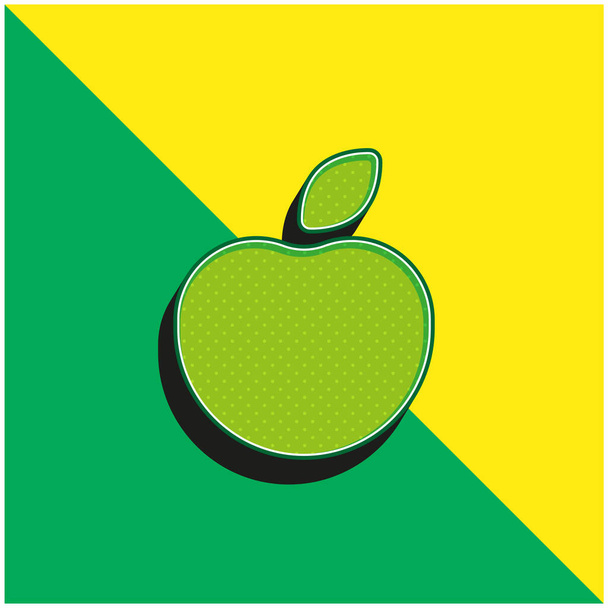 Apple Verde e amarelo moderno logotipo do ícone do vetor 3d - Vetor, Imagem
