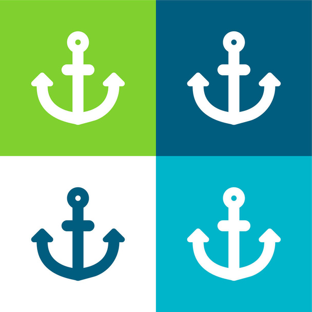 Anchor Flat four color minimal icon set - Vector, Image
