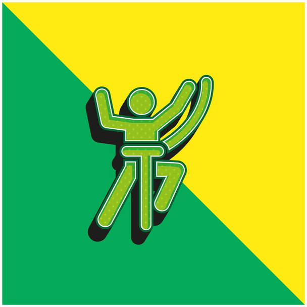 Kaland Zöld és sárga modern 3D vektor ikon logó - Vektor, kép