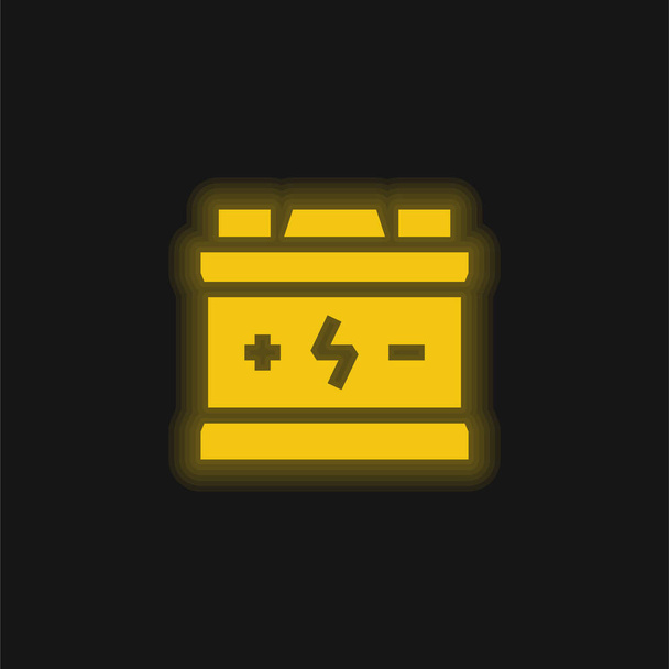 Batterie jaune brillant icône néon - Vecteur, image