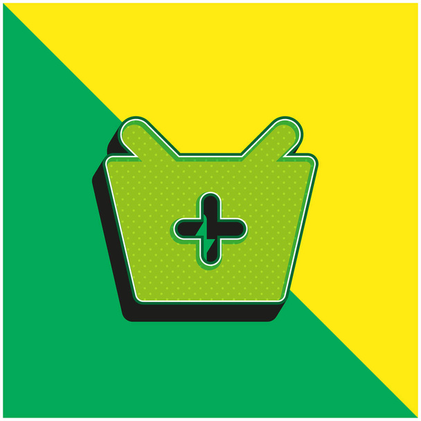 Ajoutez au sac de pique-nique Logo vectoriel 3d moderne vert et jaune - Vecteur, image