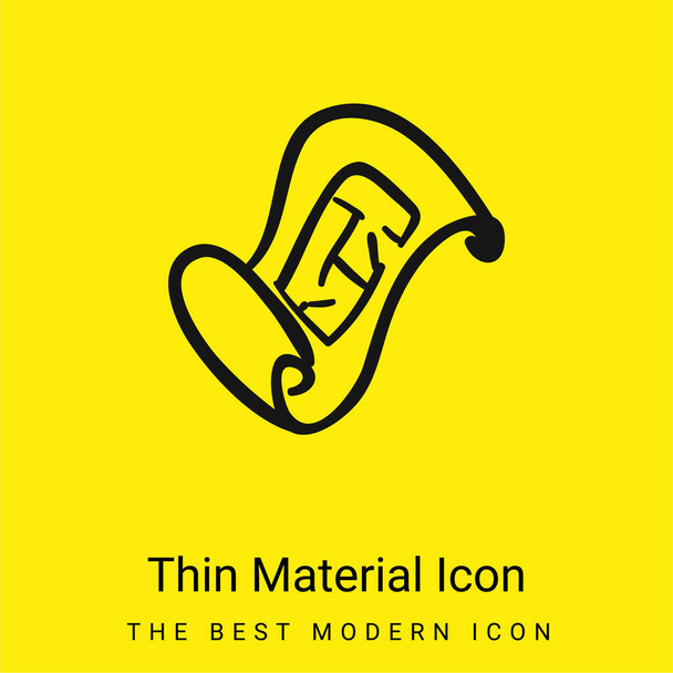 Schéma directeur Outil dessiné à la main icône minimale de matériau jaune vif - Vecteur, image