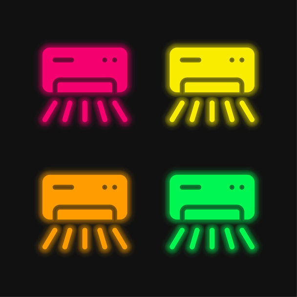 Κλιματιστικό τέσσερις χρώμα λαμπερό νέον διάνυσμα εικονίδιο - Διάνυσμα, εικόνα