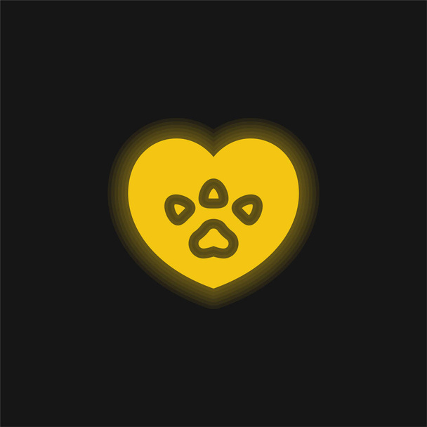 Derechos de los animales amarillo brillante icono de neón - Vector, imagen