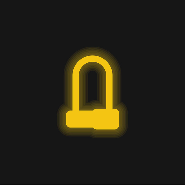 Bike Lock żółty świecący neon ikona - Wektor, obraz