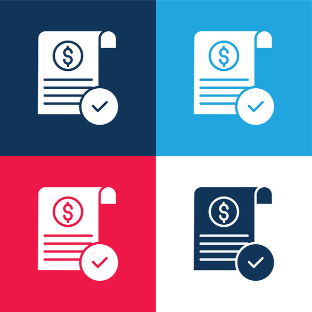 Approve blue and red four color minimal icon set - Vector, Image