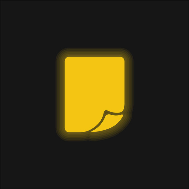 Blank Page Folded Corner yellow glowing neon icon - Vector, Image