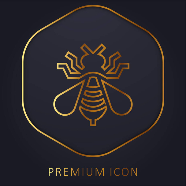 Bee golden line premium logo or icon - Vector, Image
