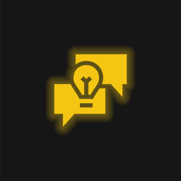 Мозговой штурм жёлтой светящейся неоновой иконы - Вектор,изображение