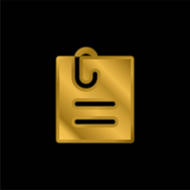Archivo adjunto chapado en oro icono metálico o logotipo vector - Vector, imagen