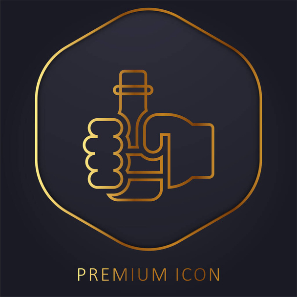 Logo o icona premium della linea dorata della birra - Vettoriali, immagini
