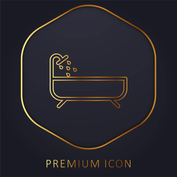 Bañera línea dorada logotipo premium o icono - Vector, Imagen