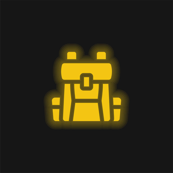 Reppu keltainen hehkuva neon kuvake - Vektori, kuva