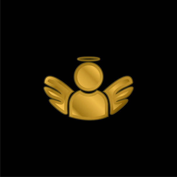 Angel With Wings And Halo gold plated metalic icon or logo vector - Vector, Image