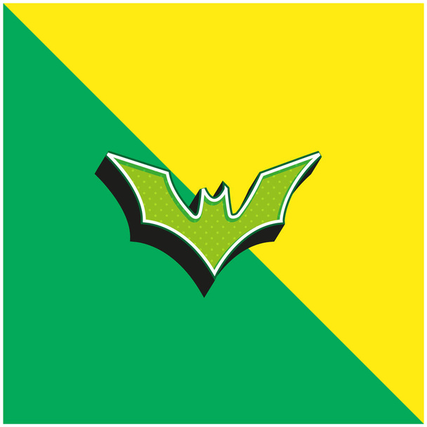 Кажан з піднятими крилами зелений і жовтий сучасний 3d векторний логотип
 - Вектор, зображення