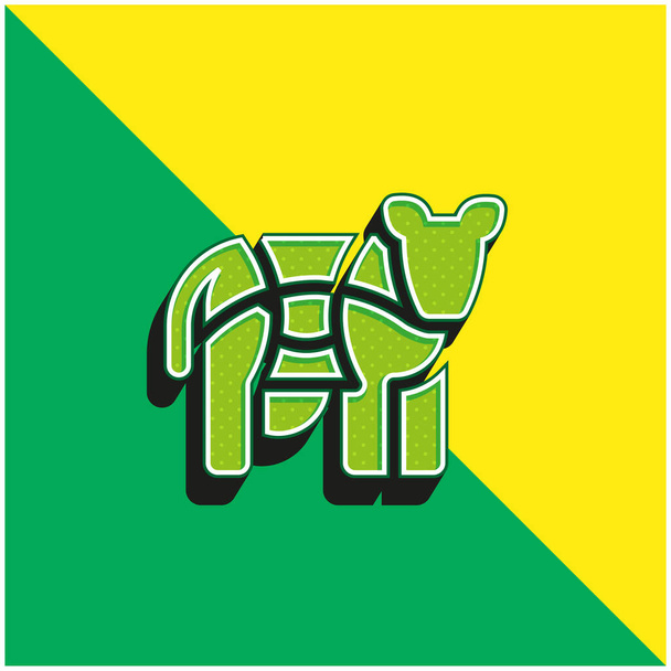 Marha Zöld és sárga modern 3D vektor ikon logó - Vektor, kép