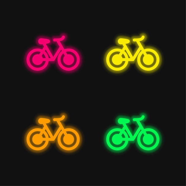 Bike négy színű izzó neon vektor ikon - Vektor, kép