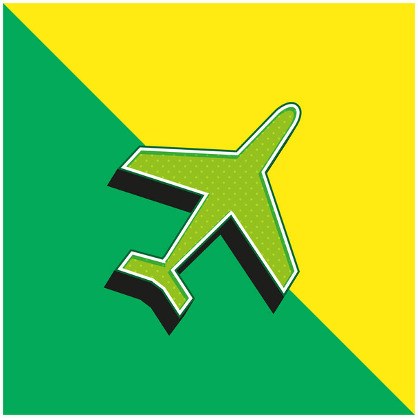 Airliner verde y amarillo moderno vector 3d icono del logotipo - Vector, imagen