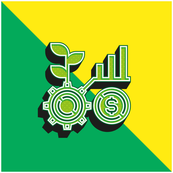 Hyöty Vihreä ja keltainen moderni 3d vektori kuvake logo - Vektori, kuva