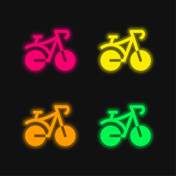 Kerékpár négy színű izzó neon vektor ikon - Vektor, kép