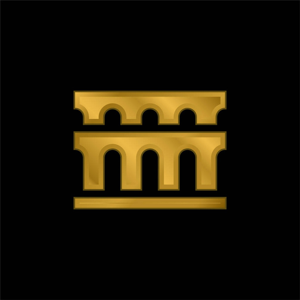 Aqueduto banhado a ouro ícone metálico ou vetor logotipo - Vetor, Imagem