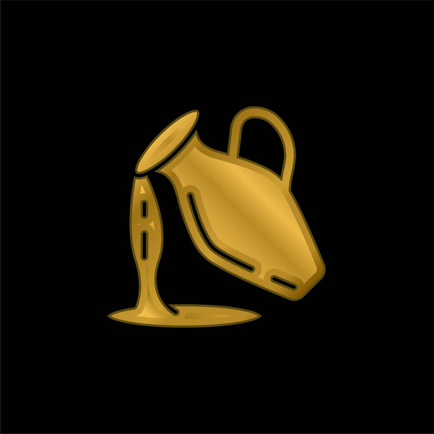 Acuario chapado en oro icono metálico o logo vector - Vector, imagen