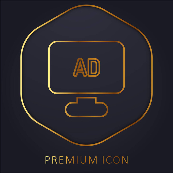 Logo premium de línea de oro anuncio o icono - Vector, Imagen