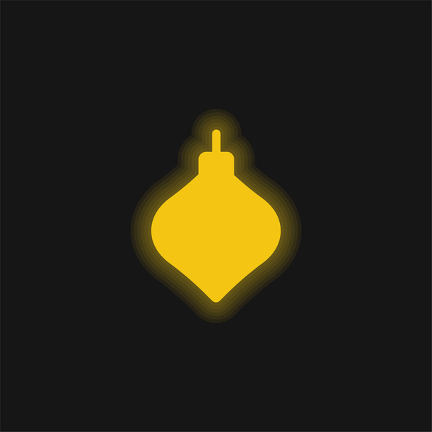 Bauble keltainen hehkuva neon kuvake - Vektori, kuva