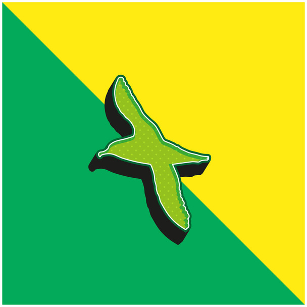 Albatross Bird Shape Zöld és sárga modern 3D vektor ikon logó - Vektor, kép