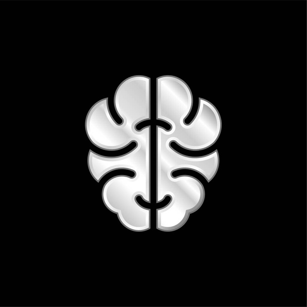 Cerebro plateado icono metálico - Vector, imagen