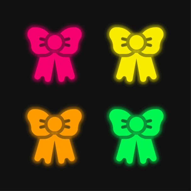 Arco de cuatro colores brillante icono de vectores de neón - Vector, Imagen