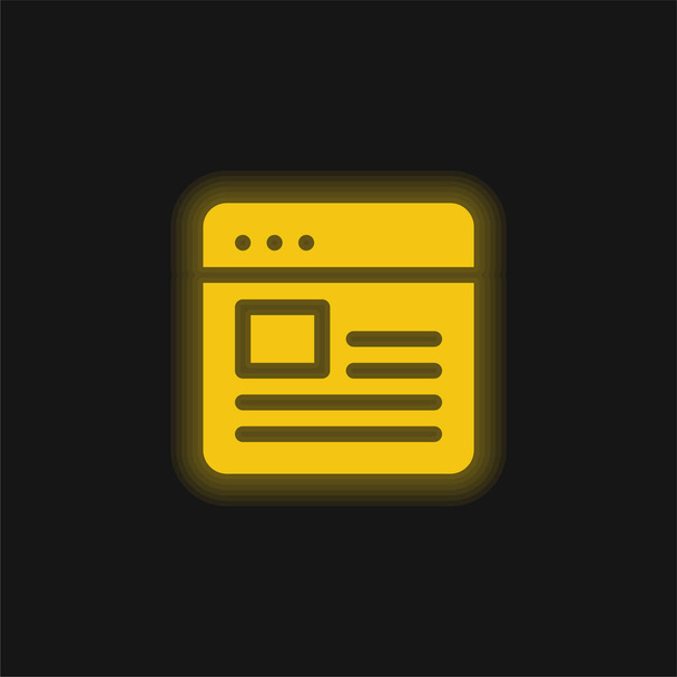 Blog amarillo brillante icono de neón - Vector, Imagen