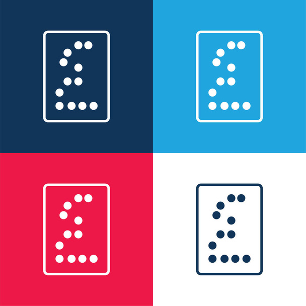 Braille Text blue and red four color minimal icon set - Vector, Image