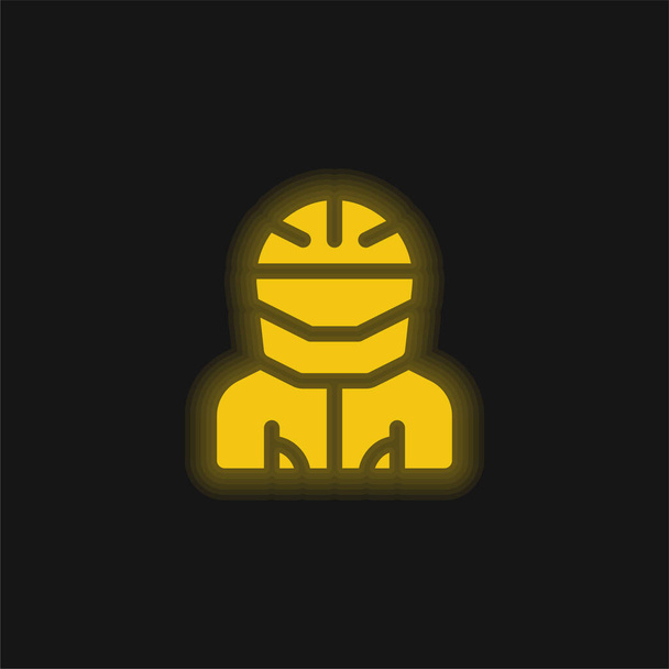 Biker yellow glowing neon icon - Vector, Image
