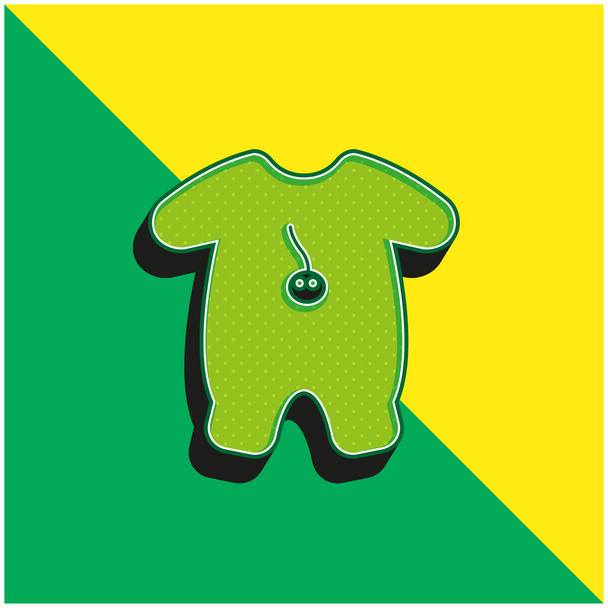 Детская одежда с дизайном из мультфильмов Зеленый и желтый современный 3d векторный логотип - Вектор,изображение