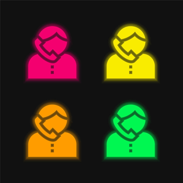 Ragazzo quattro colori luminosi icona vettoriale al neon - Vettoriali, immagini