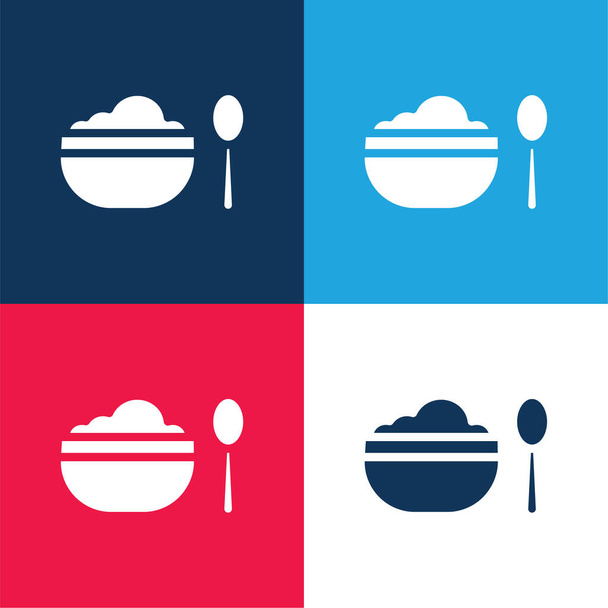 Baby Food niebieski i czerwony czterech kolorów minimalny zestaw ikon - Wektor, obraz