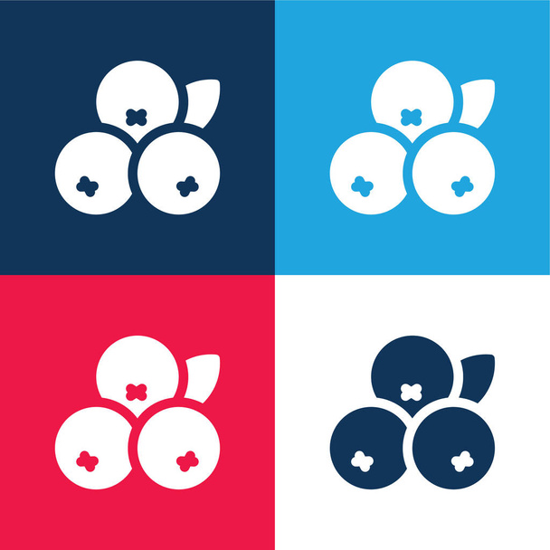 Acai modrá a červená čtyři barvy minimální ikona nastavena - Vektor, obrázek