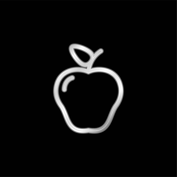 Μήλο με ένα φύλλο επάργυρο μεταλλικό εικονίδιο - Διάνυσμα, εικόνα