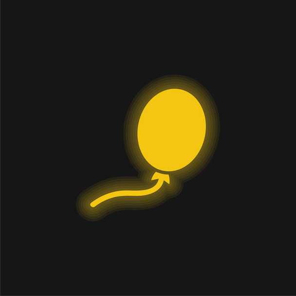 Musta ilmapallo muoto keltainen hehkuva neon kuvake - Vektori, kuva