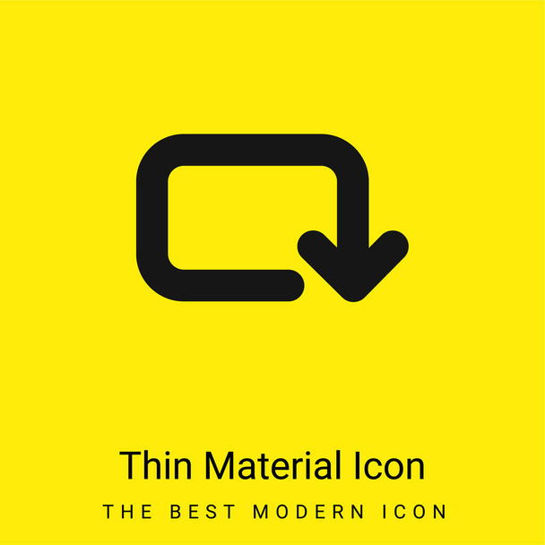 Flecha de redondeado rectangular en el sentido de las agujas del reloj mínimo icono de material amarillo brillante - Vector, imagen