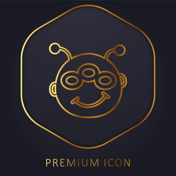 Logotipo o icono premium de línea dorada alienígena - Vector, Imagen